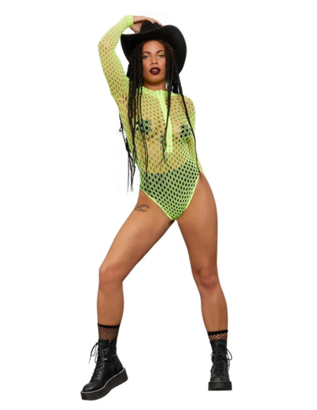 Bodystocking Femme pour Festival : jaune fluo