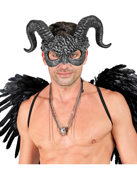 Masque Vénitien Noir Homme - Déguisement Bal Masqué, Carnaval, Halloween - Style Roman Grec Antique