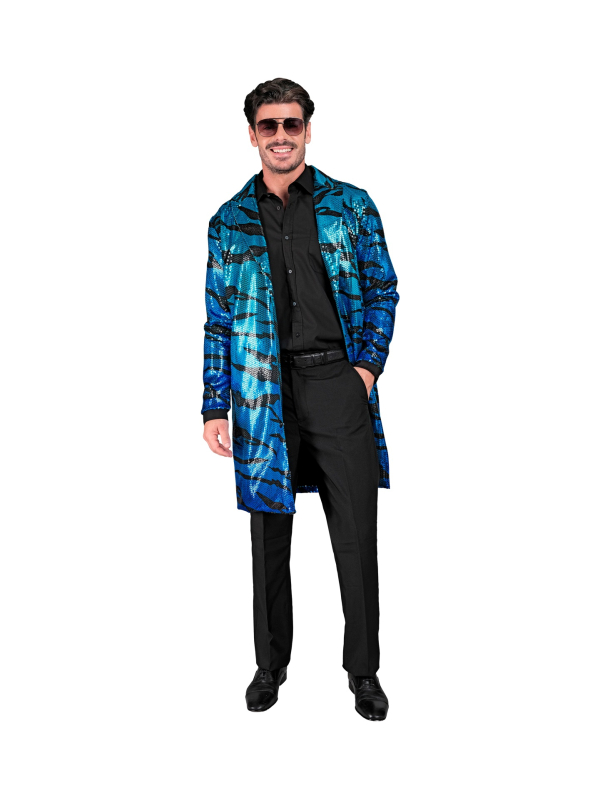 Veste longue à paillettes bleu et noir adulte - Collection Party Fashion