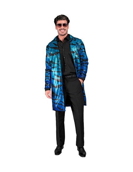 Veste longue à paillettes bleu et noir adulte - Collection Party Fashion