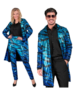 Veste longue à paillettes bleu et noir adulte - Collection Party Fashion