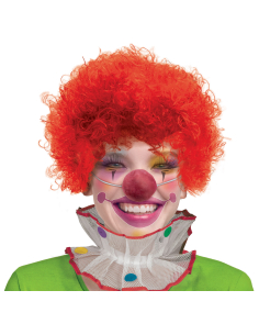 Set Clown avec perruque, nez rouge et collerette