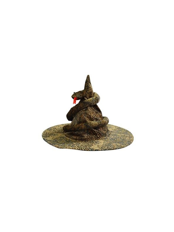 Chapeau de sorcière marron avec serpent