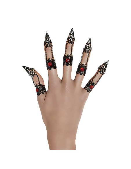 Bagues Gothiques avec Faux Ongles en Métal - Accessoire Halloween
