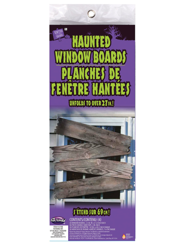 Déco fenêtres halloween : fausses planches vieillies