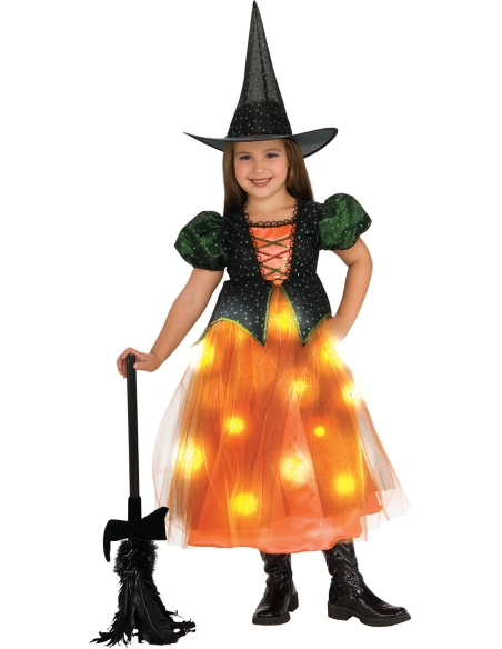 Déguisement de sorcière halloween enfant lumineux