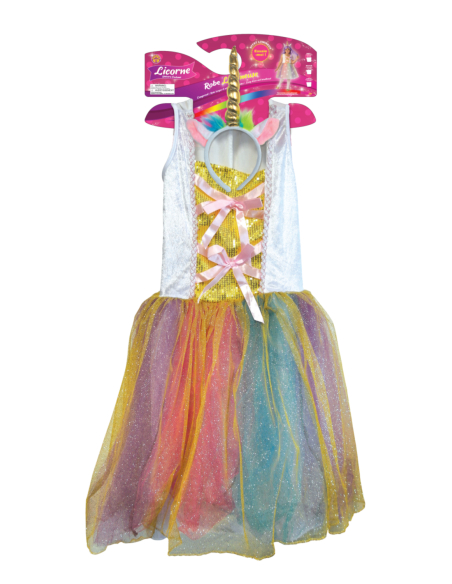 Déguisement de licorne fille avec robe lumineuse