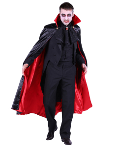 Cape longue Dracula avec col montant doublée rouge et noir