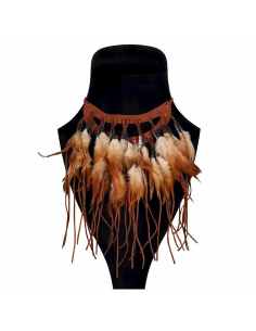 Collier luxe amérindien daim et plumes