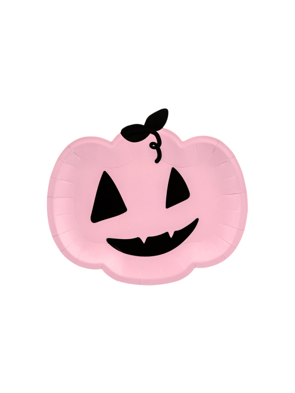 6 Assiettes Halloween Citrouille, rose, 25x22cm