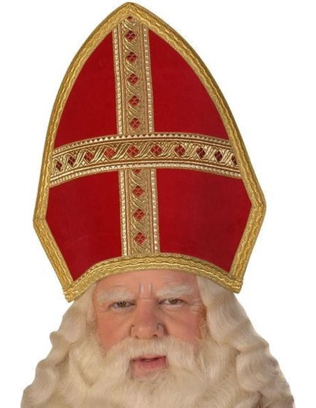 Mitre Saint-Nicolas Luxe - velours rouge et galon doré