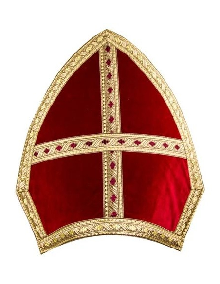 Mitre Saint-Nicolas Luxe - velours rouge et galon doré