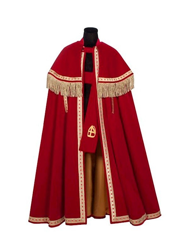 Manteau Saint-Nicolas Luxe avec Étole en Velours Rouge