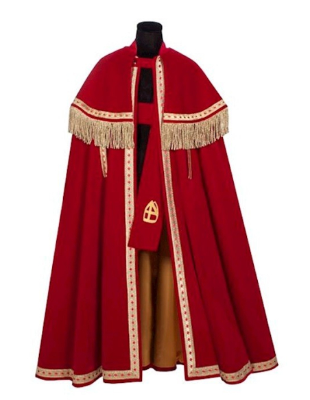 Manteau Saint-Nicolas Luxe avec Étole en Velours Rouge