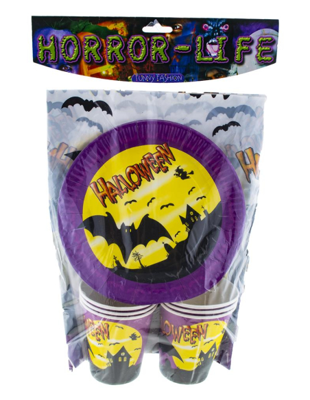 Set vaisselle en carton Halloween 6 personnes