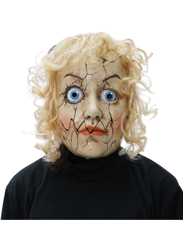 Masque de poupée en porcelaine possédée avec mâchoire mobile