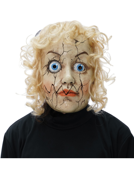 Masque de poupée en porcelaine possédée avec mâchoire mobile