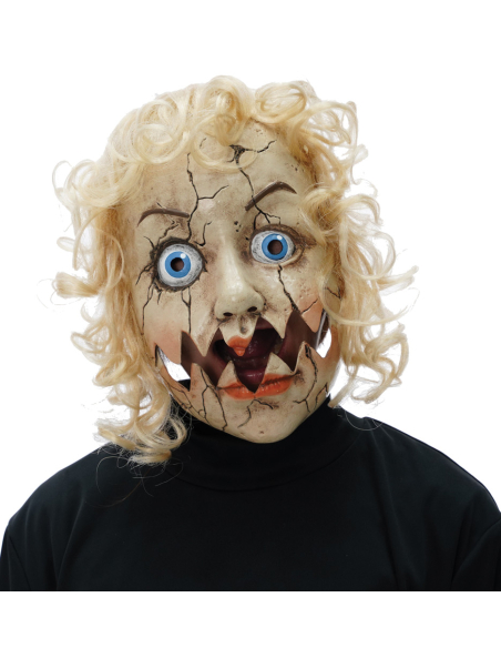 Masque de poupée en porcelaine possédée avec mâchoire mobile