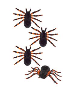 Lot de 4 Araignées Tarentules Flockées Noir et Orange – Décoration Halloween Réaliste et Terrifiante 2
