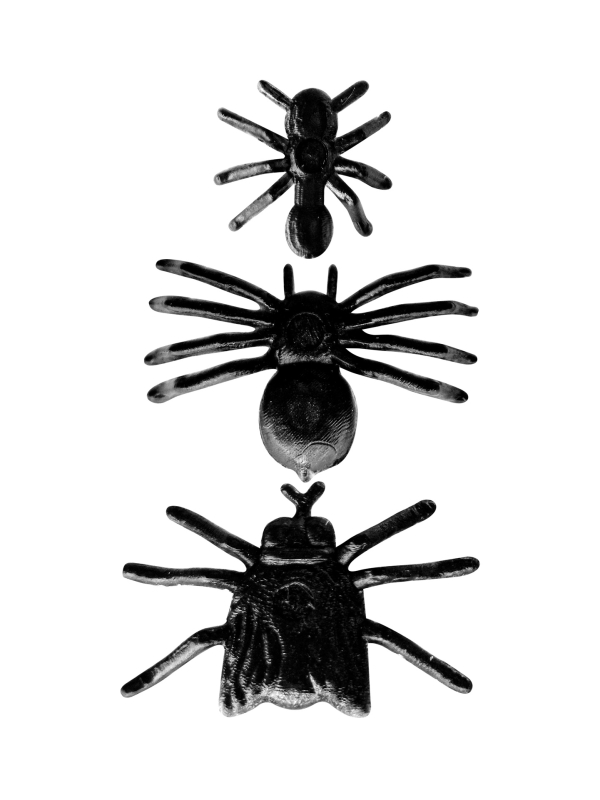 Set de 50 Fourmis, 25 Araignées et 25 Mouches en PVC Noir – Décoration Halloween