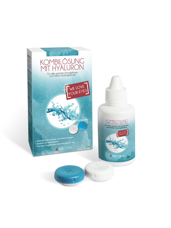 Solution Combinée Aricona avec Acide Hyaluronique pour Lentilles de Contact
