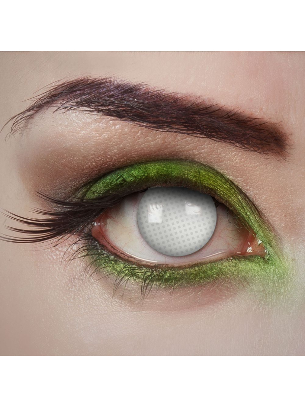 Lentilles de Contact Blanches à Effet Spécial – Structure en Grille pour Halloween