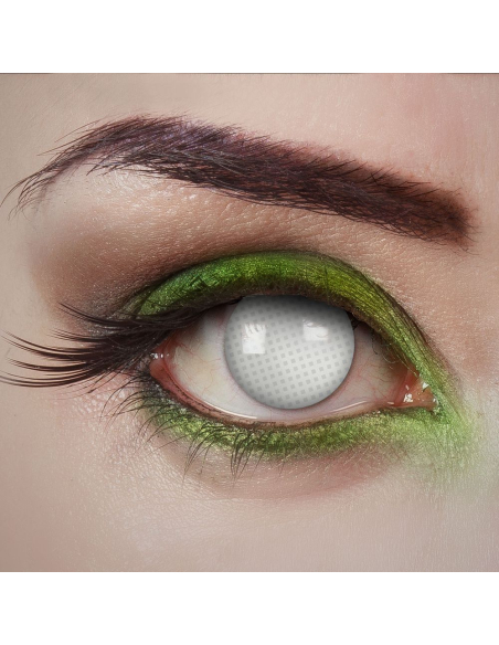 Lentilles de Contact Blanches à Effet Spécial – Structure en Grille pour Halloween