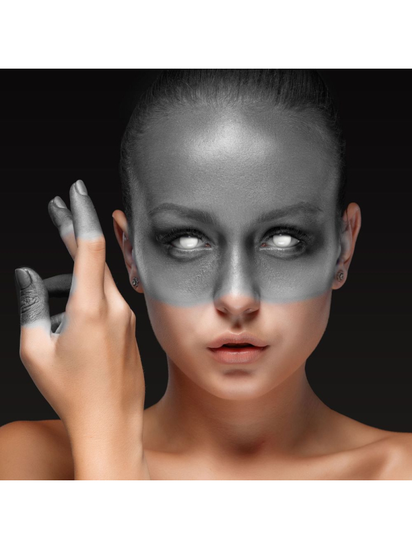 Lentilles de Contact Blanches à Effet Spécial – Structure en Grille pour Halloween