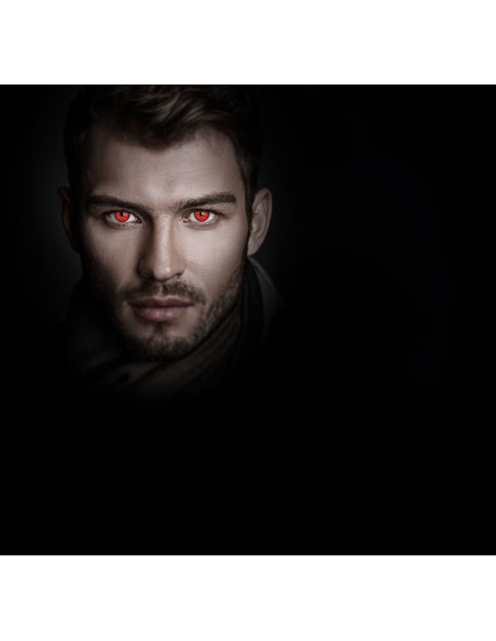 Lentilles de contact vampire rouges avec veines sanguines