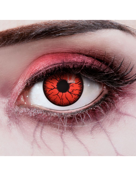 Lentilles de contact vampire rouges avec veines sanguines