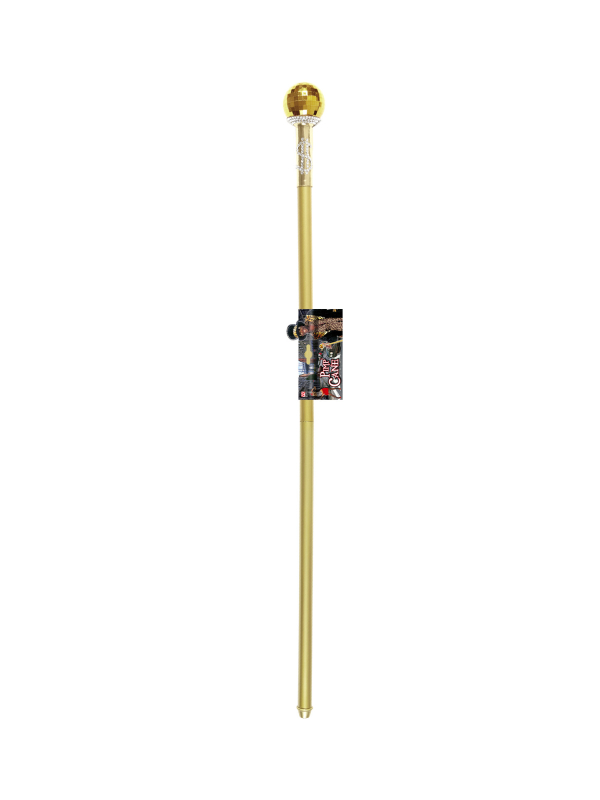 Canne dorée rétractable 87 cm avec embout boule à facettes