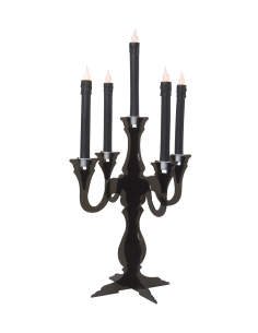 Chandelier Noir 5 Branches avec Bougies LED - Décoration Halloween 2