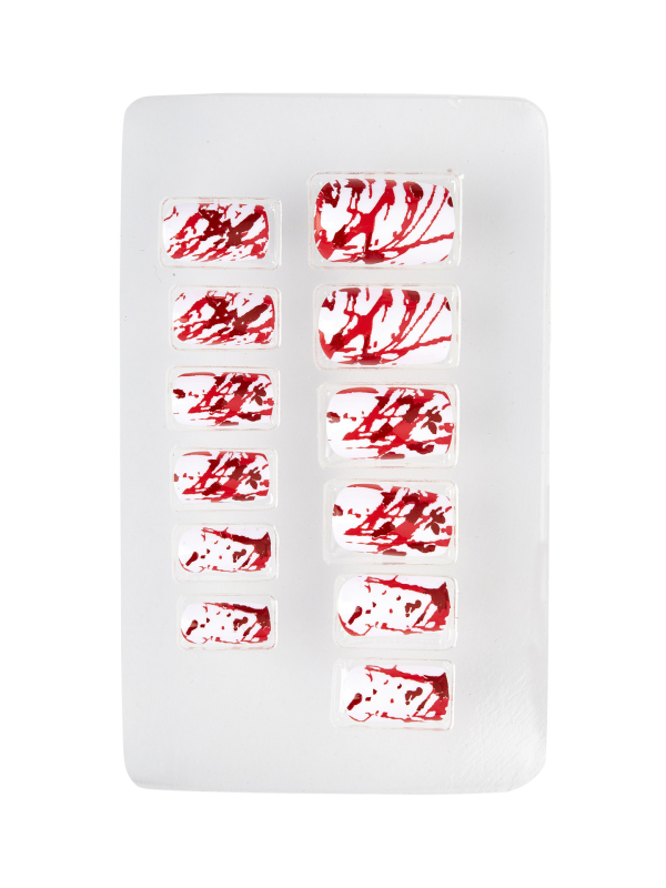 Set de 12 faux ongles sanglants auto-adhésifs pour Halloween