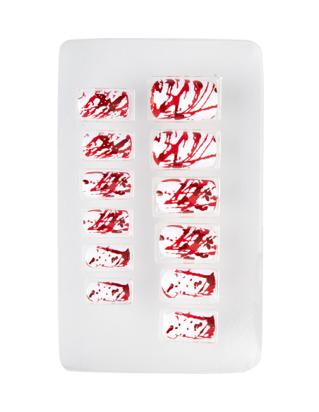 Set de 12 faux ongles sanglants auto-adhésifs pour Halloween