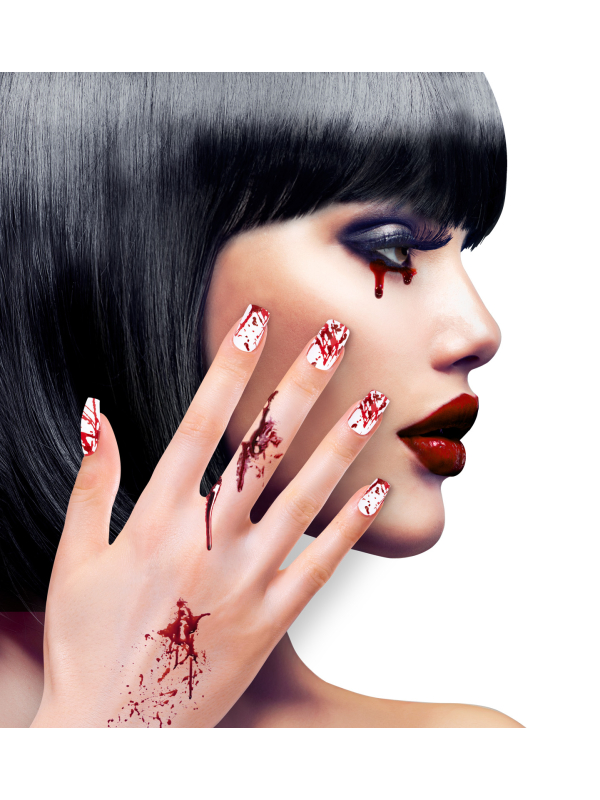 Set de 12 faux ongles sanglants auto-adhésifs pour Halloween