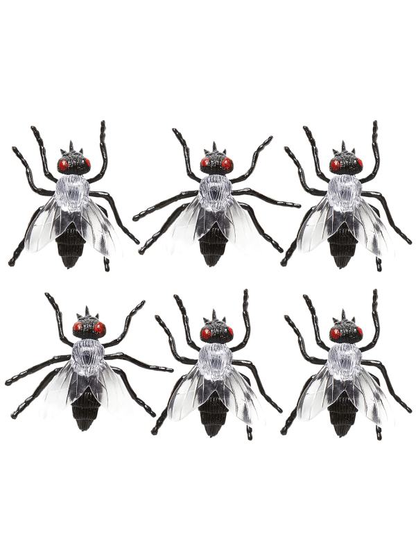 Set de 6 Mouches Halloween Réalistes 5.5 cm