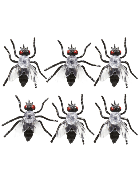 Set de 6 Mouches Halloween Réalistes 5.5 cm