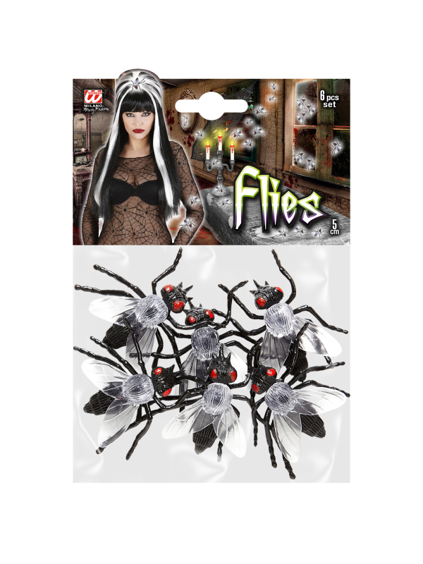 Set de 6 Mouches Halloween Réalistes 5.5 cm