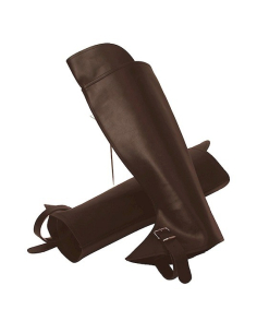 Couvre bottes marron avec boucles aspect cuir pour uniforme