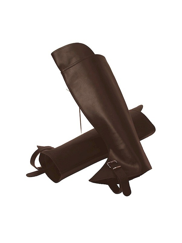 Couvre bottes marron avec boucles aspect cuir pour uniforme