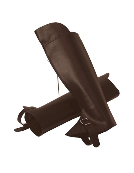 Couvre bottes marron avec boucles aspect cuir pour uniforme
