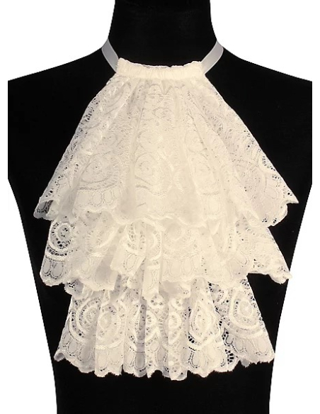 Jabot blanc en dentelle haute qualité pour costumes historiques