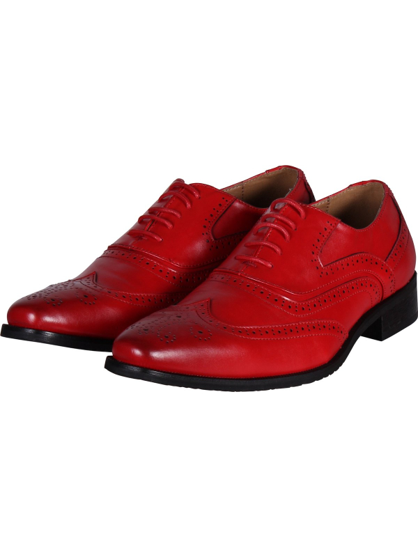Chaussures Richelieu Rouges pour Homme - Similicuir avec Semelle Noire