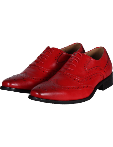 Chaussures Richelieu Rouges pour Homme - Similicuir avec Semelle Noire