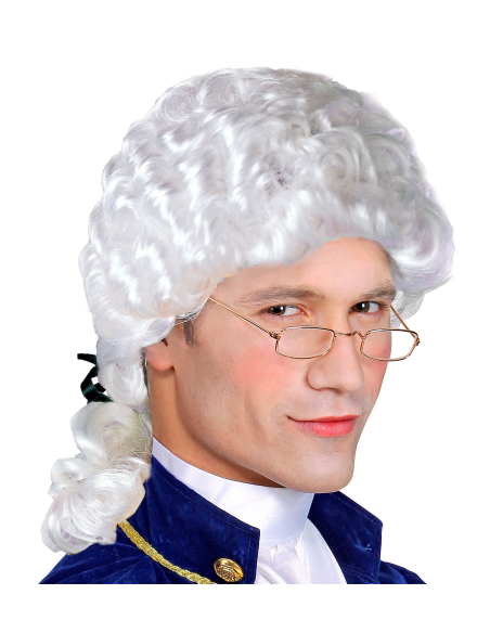 Perruque de Marquis blanche frisée avec catogan – Style du XVIIIe siècle