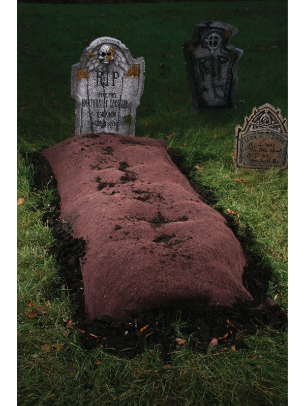 Sac en Toile de Jute avec 6 Piquets – Décoration de Cimetière Halloween