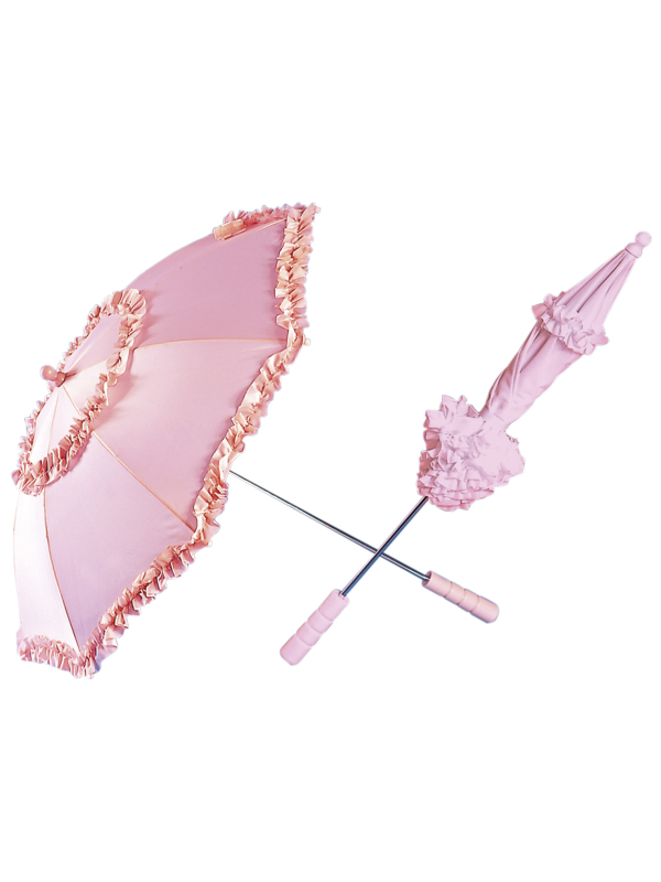 Ombrelle Belle Époque 72 cm rose avec froufrous