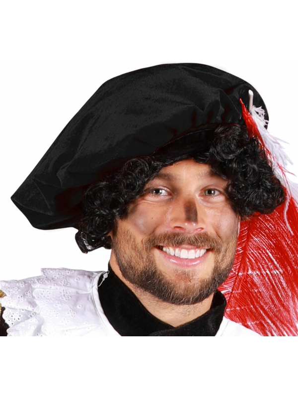 Béret médiéval homme avec plume noir