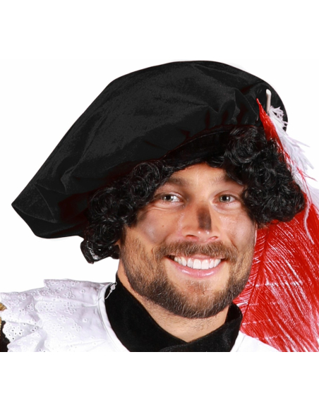 Béret médiéval homme avec plume noir