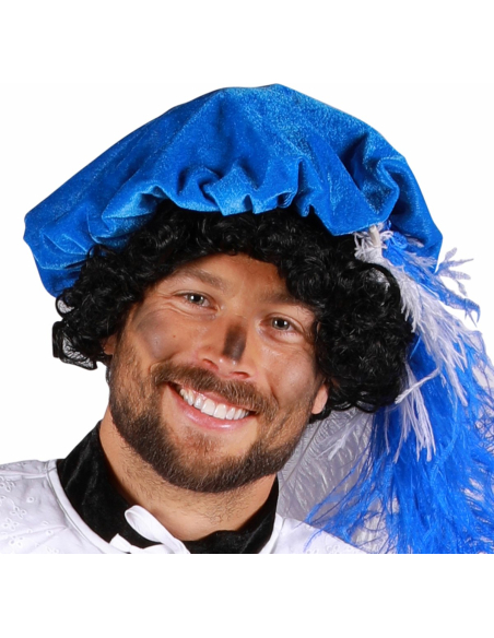 Béret médiéval homme avec plume bleu